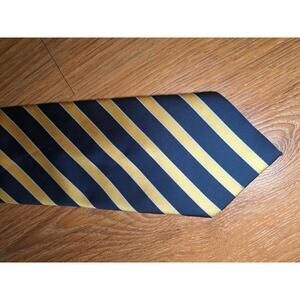 Giorgio Armani Silk Tie Blue Yellow Striped Repp Handmade
